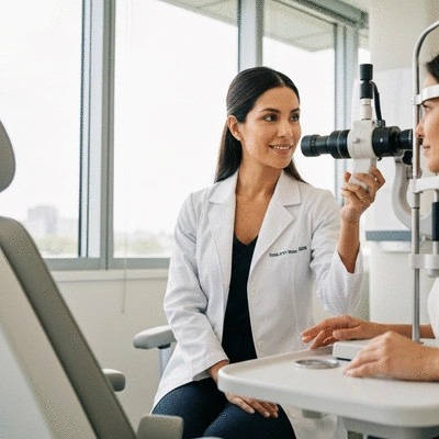 Doctor consulting with patient about eye surgery options