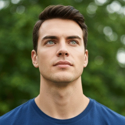 Person with clear, bright eyes looking confidently into the distance, symbolizing successful vision correction