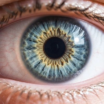 Detailed close-up of an eye being examined